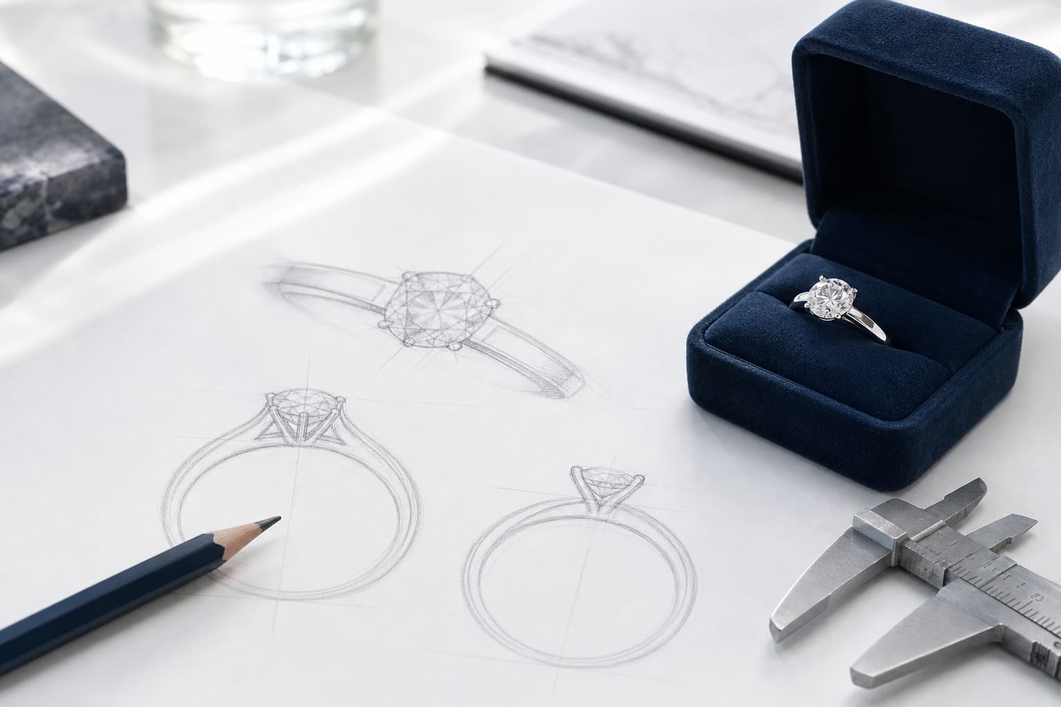 A jewelry idea developing from a pencil sketch into a ring